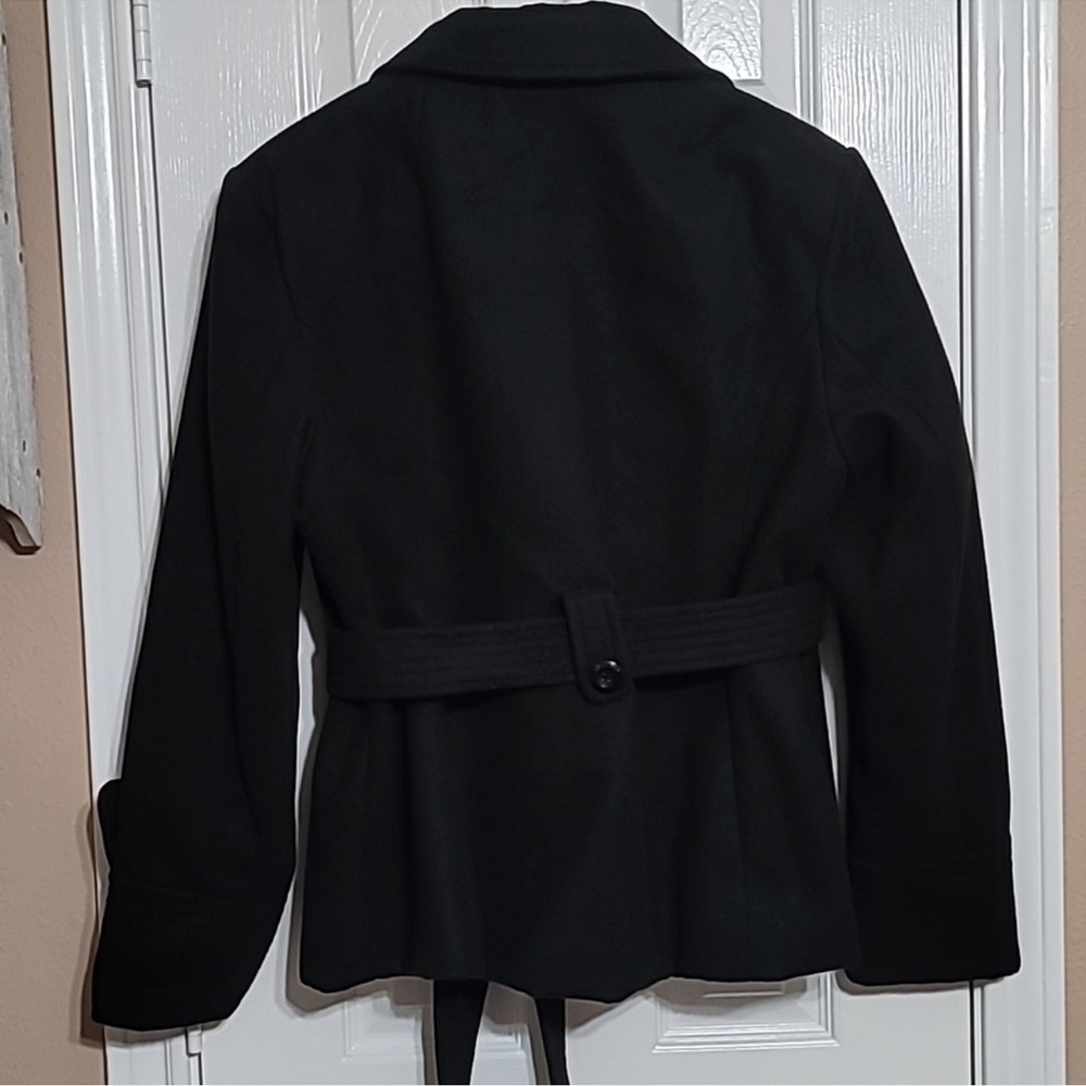Classic Black Belted Peacoat - Picture 5 of 9